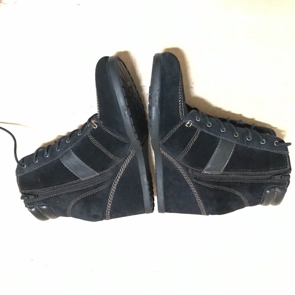 Naturalizer N5 Comfort Paitlyn Leather Wedges Boots Size 9.5 Black